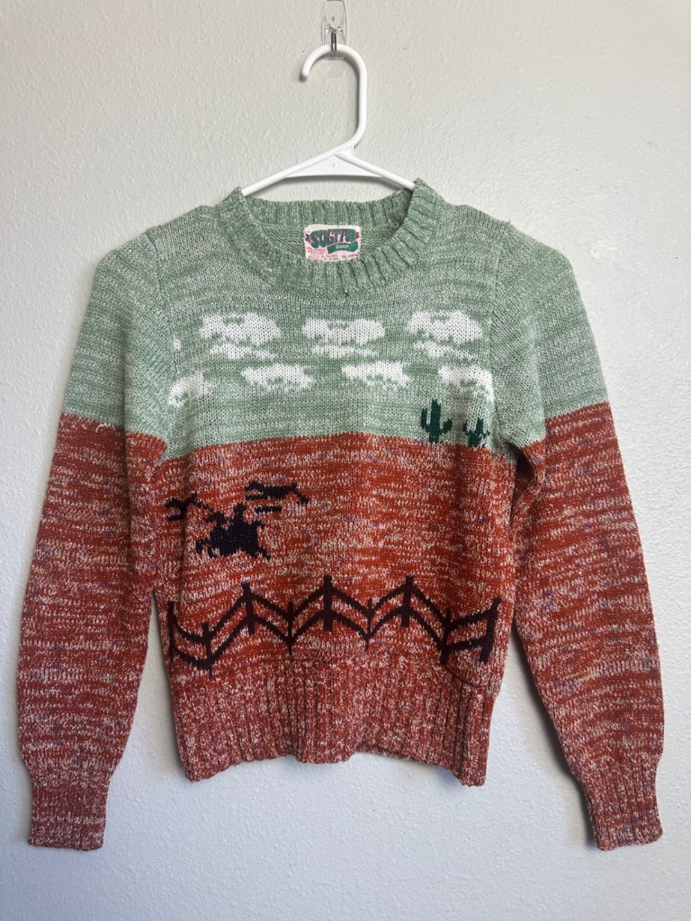 Vintage boys cowboy dessert knit sweater